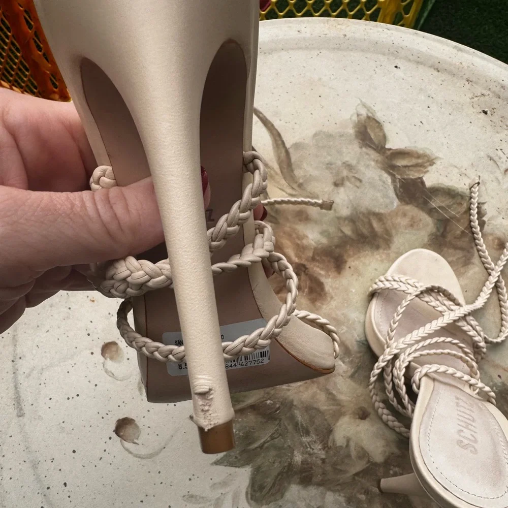 SCHUTZ Women's Braided Heels - Cream - Picture 5 of 5